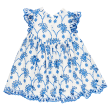 Load image into Gallery viewer, Girls Cynthia Dress - Blue Eyelet
