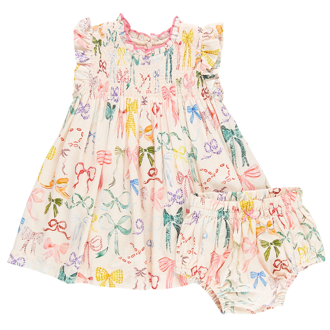 Baby Stevie Dress - Watercolor Bows
